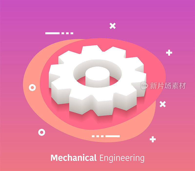 Isometric Mechanical Engineering Vector Web Banner & Icon Design